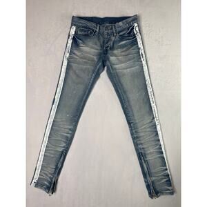 mnml button-fly skinny light wash jeans Zip Ankle Stretch Men's Size 28